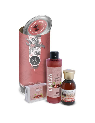 Pachet ingrijire, gel de dus de cirese, ulei de cirese si sapun de cirese, Nirvana Spa
