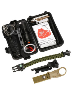 Kit turistic, supravietuire, multifunctional, cu trusa, set 21 piese, 20x11x5 cm, Springos 2
