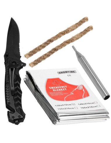 Kit turistic, supravietuire, multifunctional, cu trusa, set 21 piese, 20x11x5 cm, Springos