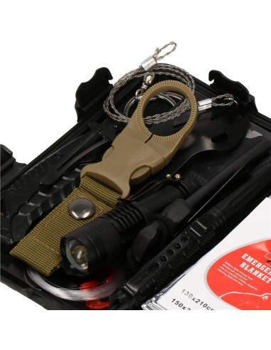 Kit turistic, supravietuire, multifunctional, cu trusa, set 21 piese, 20x11x5 cm, Springos