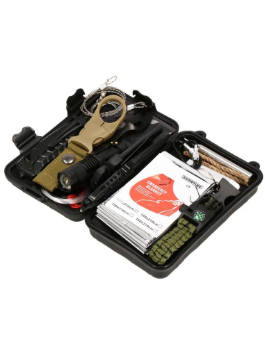 Kit turistic, supravietuire, multifunctional, cu trusa, set 21 piese, 20x11x5 cm, Springos