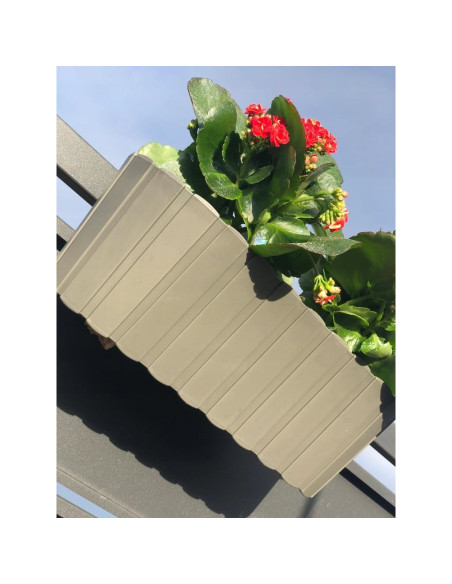 Jardiniera decorativa, suport plastic, gri, 4.9 L, 38.3x21.2x13 cm, Boardee Hook Old