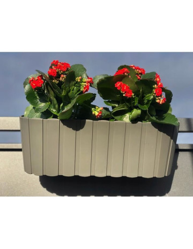 Jardiniera decorativa, suport plastic, gri, 4.9 L, 38.3x21.2x13 cm, Boardee Hook Old
