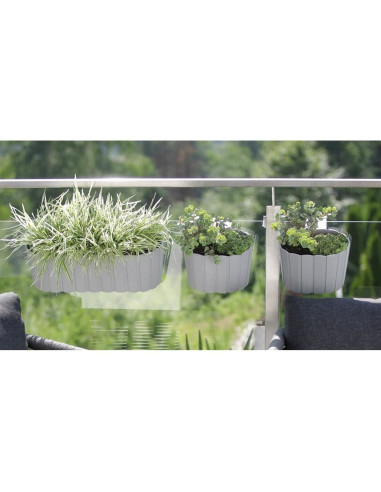 Jardiniera decorativa, suport plastic, alb, 4.9 L, 38.3x21.2x13 cm, Boardee Hook Old
