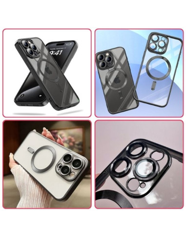 Husa pentru iPhone 16 Pro, TPU, Protectie si pentru Camera, MagSafe, Anti-Alunecare, Anti-Galbenire, Transparenta cu Margine Nea
