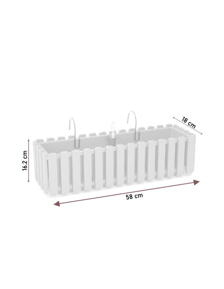 Jardiniera decorativa, suport metalic, sistem irigare,​​​​​​​ maro, 58x18x16.2 cm, Boardee Fencycase W Old