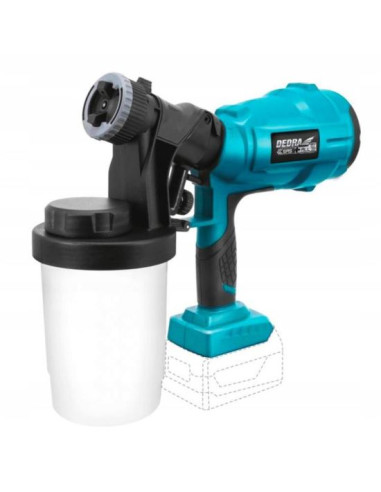 Pistol de vopsit, 18 V, Li-ion (acumulator neinclus), 900 ml, 2.0-2.5 mm, SAS+ALL, Dedra