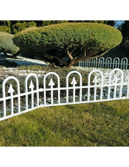 Gard de gradina decorativ, plastic alb, set 4 buc, 60x30.5 cm