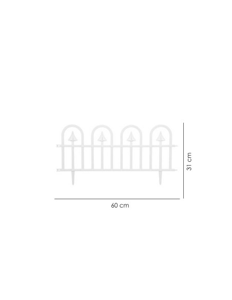 Gard de gradina decorativ, plastic alb, set 4 buc, 60x30.5 cm