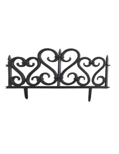 Gard de gradina decorativ, plastic negru, set 4 buc, 59.5x32.5 cm