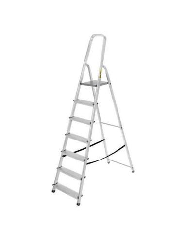 Scara aluminiu, 6 trepte, platforma, max 125 kg, 2.15 m, Drabest