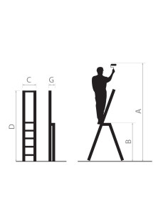 Scara aluminiu, 6 trepte, platforma, max 125 kg, 2.15 m, Drabest 2