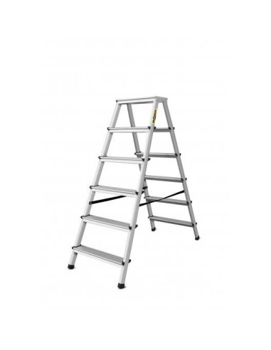 Scara aluminiu, 2 tronsoane, 5 trepte, platforma, max 125 kg, 1.36 m, Drabest