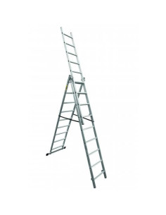 Scara aluminiu, 3 tronsoane, 9 trepte, max 150 kg, 4.81 m, Drabest