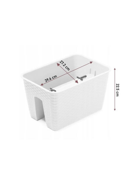 Ghiveci decorativ de flori, dreptunghiular, pentru balustrade, maro, 39.6x27.2x22.5 cm, Ratolla Railing 