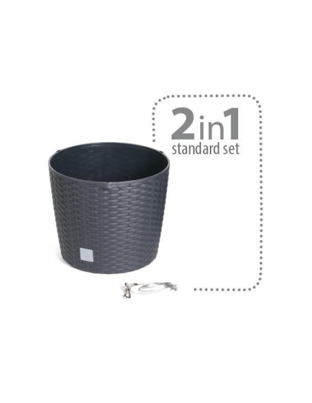 Ghiveci decorativ cu lant, rotund, maro, 25.6x21.9 cm, Rato Round WS