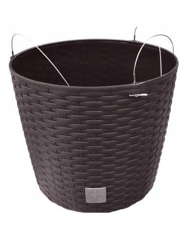Ghiveci decorativ cu lant, rotund, maro, 25.6x21.9 cm, Rato Round WS