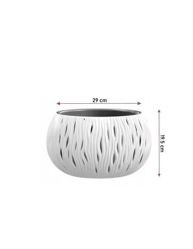 Ghiveci decorativ cu lant, rotund, alb, 29x19.5 cm, Sandy Bowl