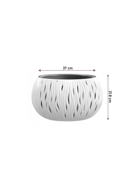 Ghiveci decorativ cu lant, rotund, alb, 37x21.8 cm, Sandy Bowl