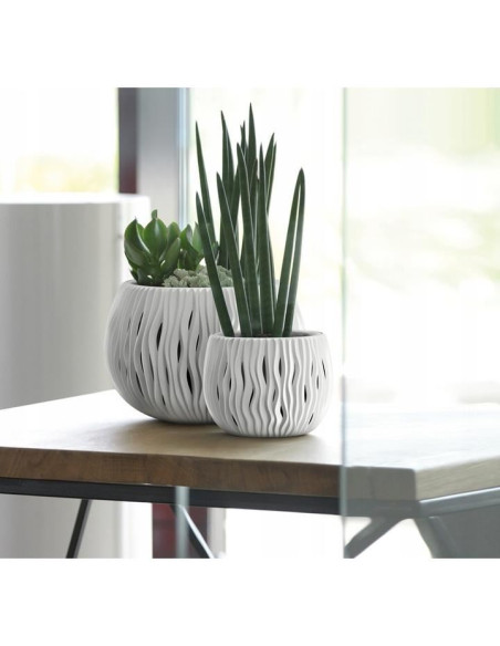 Ghiveci decorativ cu lant, rotund, alb, 37x21.8 cm, Sandy Bowl