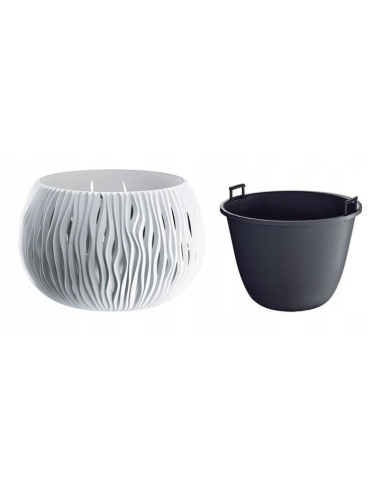 Ghiveci decorativ cu lant, rotund, alb, 37x21.8 cm, Sandy Bowl