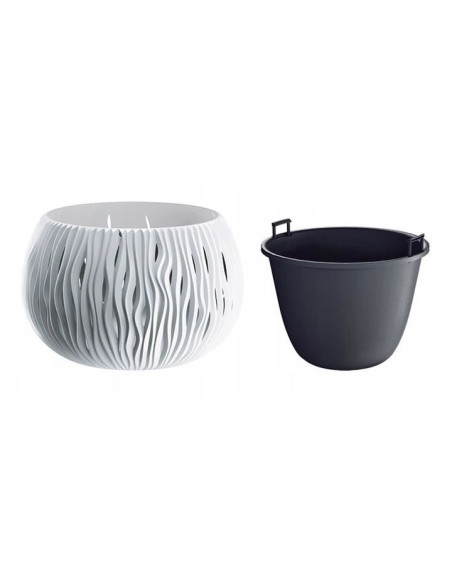Ghiveci decorativ cu lant, rotund, alb, 37x21.8 cm, Sandy Bowl