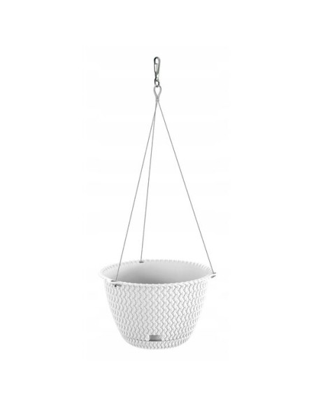Ghiveci decorativ cu lant, rotund,​​​​​​​ alb, 23x14.5 cm, Splofy WS 