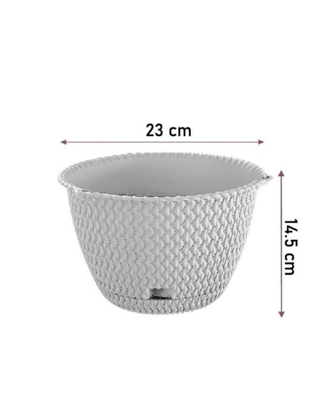 Ghiveci decorativ cu lant, rotund,​​​​​​​ alb, 23x14.5 cm, Splofy WS 