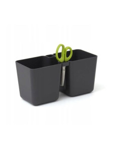 Ghiveci decorativ de flori, dublu, antracit, 2.5 L, 24.4x11x12 cm, Twins Cube