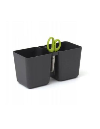 Ghiveci decorativ de flori, dublu, antracit, 2.5 L, 24.4x11x12 cm, Twins Cube