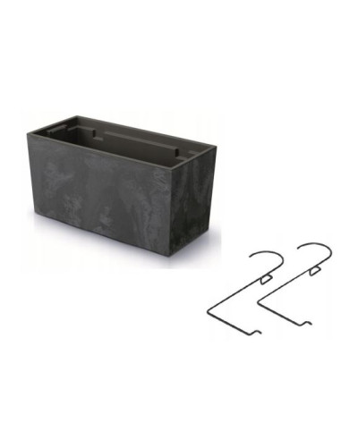 Jardiniera decorativa, suport metalic, antracit, 58x18x19.5 cm, Urbi Case Beton Effect W
