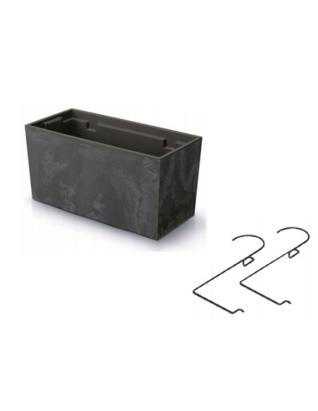 Jardiniera decorativa, suport metalic, antracit, 58x18x19.5 cm, Urbi Case Beton Effect W