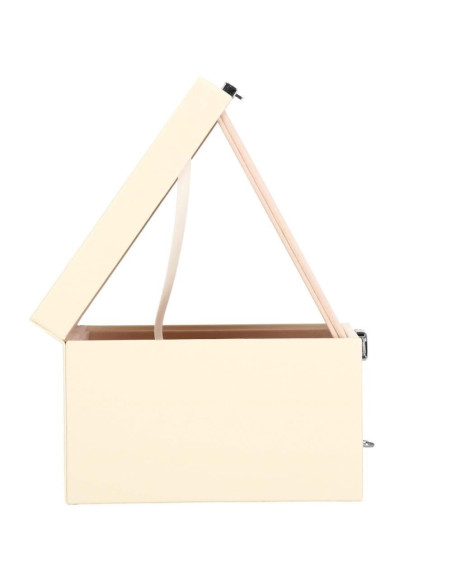Cutie pentru bijuterii, catifea si piele ecologica, crem si roz, cu oglinda, 16x16x11 cm, Springos