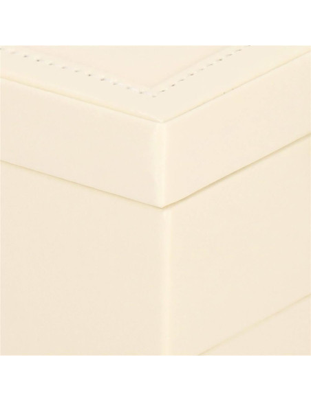 Cutie pentru bijuterii, catifea si piele ecologica, crem si roz, cu oglinda, 16x16x11 cm, Springos