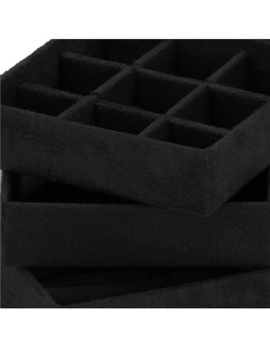 Cutie pentru bijuterii, catifea, negru, 12x12x12 cm, Springos