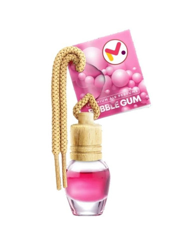 Odorizant Auto in Sticla cu Snur si Capac din Lemn, Aroma Bubble Gum, 8 ml