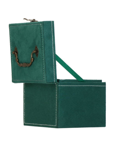 Cutie pentru bijuterii, catifea, verde, 12x12x12 cm, Springos
