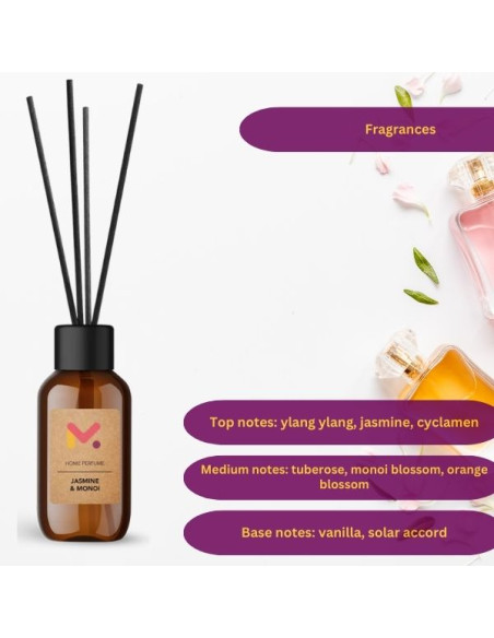 Odorizant cu Betisoare pentru Camera, 125 ml, Aroma Iasomie ?i Monoi