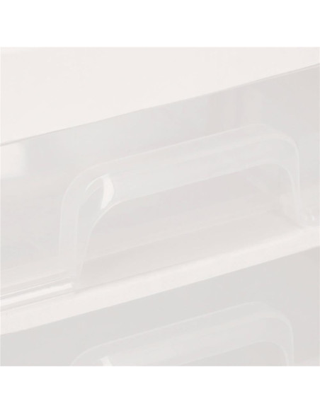 Organizator cosmetice, plastic, 3 niveluri, 2 sertare, alb, 30x25x34 cm, Springos