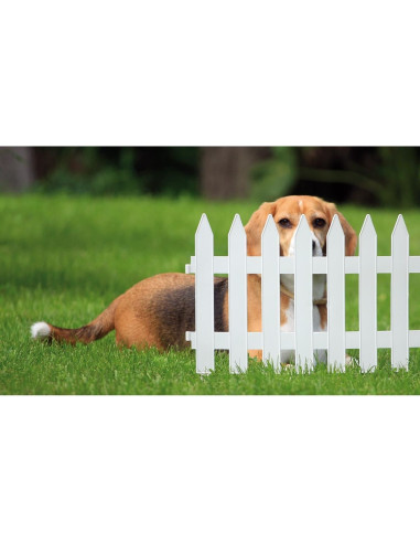 Gard de gradina decorativ, din plastic, alb, set 7 buc, 3.2 m x 35 cm