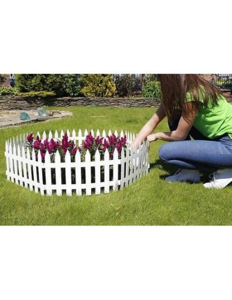 Gard de gradina decorativ, din plastic, alb, set 7 buc, 3.2 m x 35 cm
