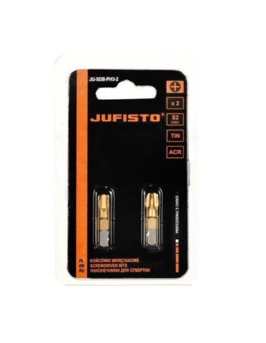 Set varfuri, biti, PH2, 1/4", 2 buc, PH2x25 mm, Jufisto