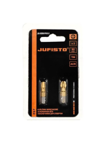 Set varfuri, biti, PH2, 1/4", 2 buc, PH2x25 mm, Jufisto
