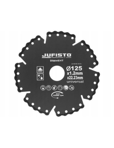 Disc diamantat segmentat, universal, taiere umeda si uscata, 125 mm/1.2 mm, Jufisto