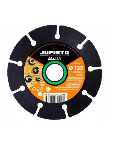 Disc diamantat segmentat, lemn, taiere uscata, 125 mm/1.0 mm, Jufisto