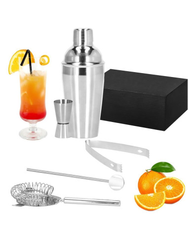 Kit pentru barmani, cocktail shaker, inox, set 5 piese, 550 ml, Springos