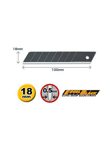 Lame rezerva, Cutter OLFA,  set 10 buc, 18 mm - EXTREM de ascutite - Excel Black