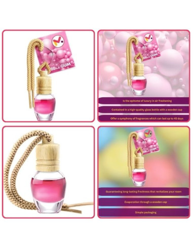 Odorizant Auto Aroma Bubble Gum si Perie cu Maner Ergonomic si Fire din Nylon SoftTouch