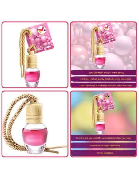 Odorizant Auto Aroma Bubble Gum si Perie cu Maner Ergonomic si Fire din Nylon SoftTouch