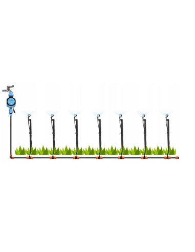 Sistem irigatii cu aspersor rotativ, 62 piese, 20 m, GardenLine
